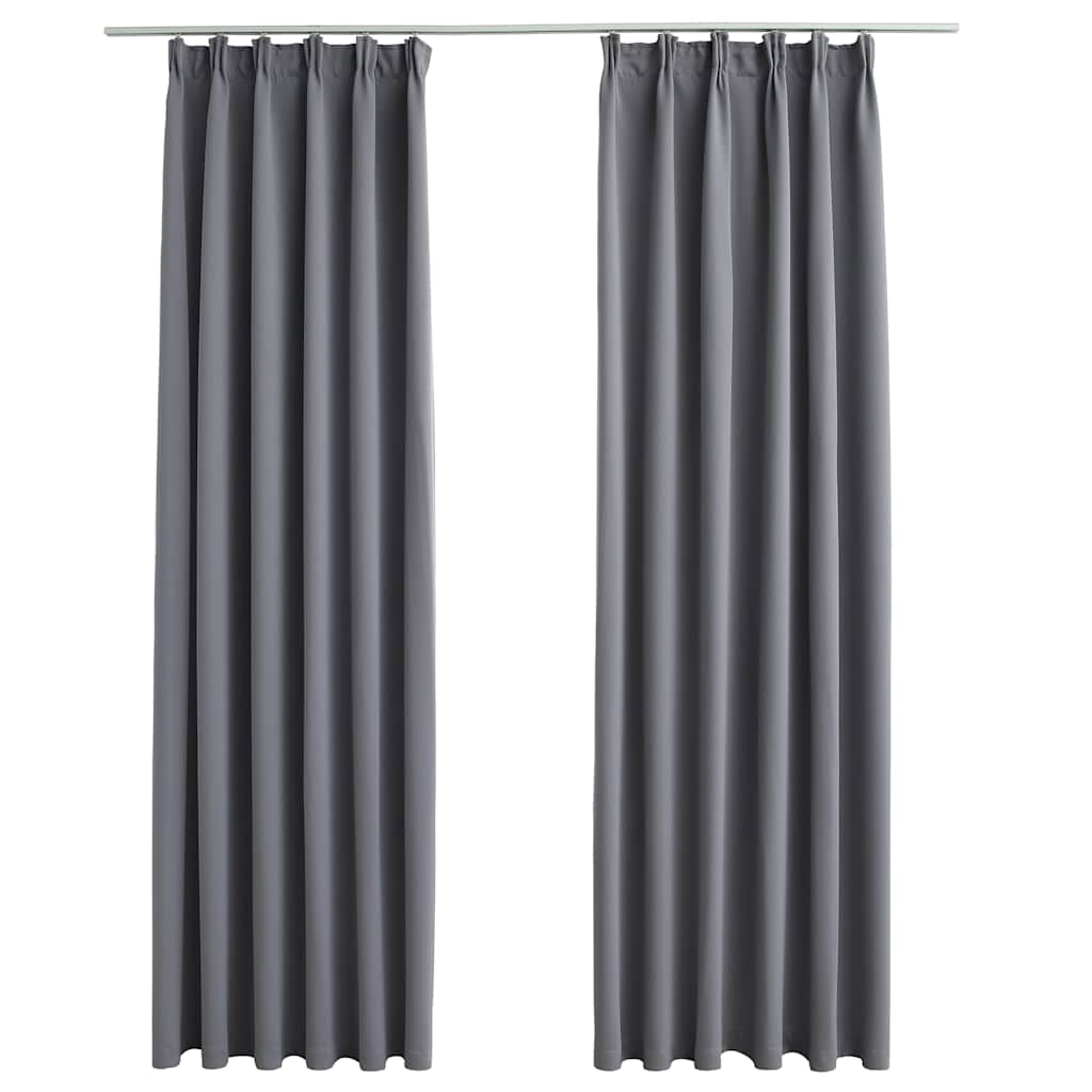 Vidaxl gordijnen verduisterend met haken 2 st 140x245 cm grijs