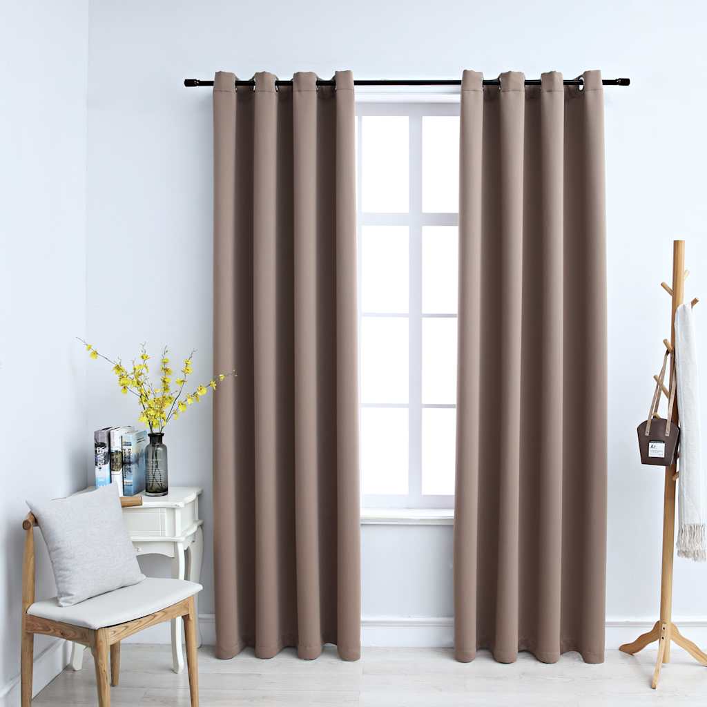VidaXL Verdunkelungsvorhang mit Metallringen, 2 Stück, 140 x 225 cm, Taupe