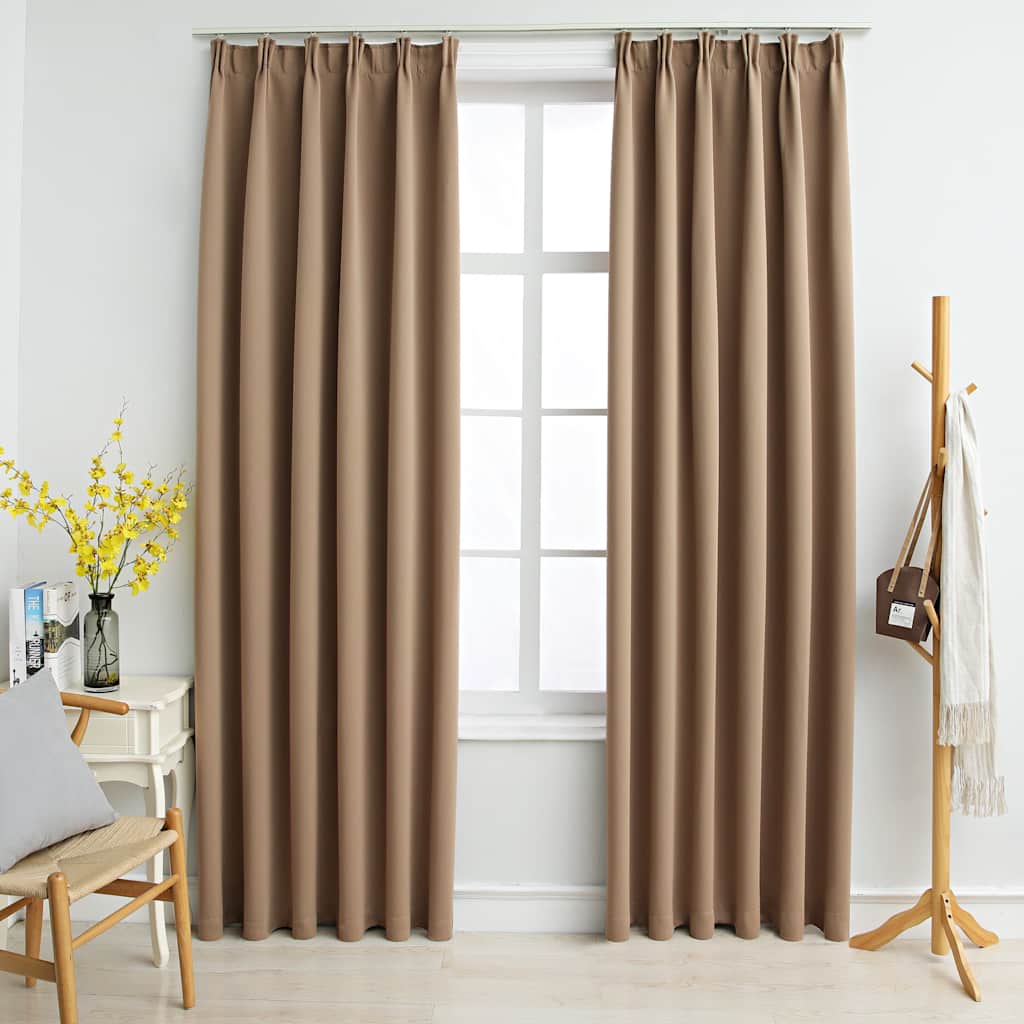 VidaXL Verdunkelungsvorhänge mit Haken, 2 Stück, 140 x 225 cm, Taupe