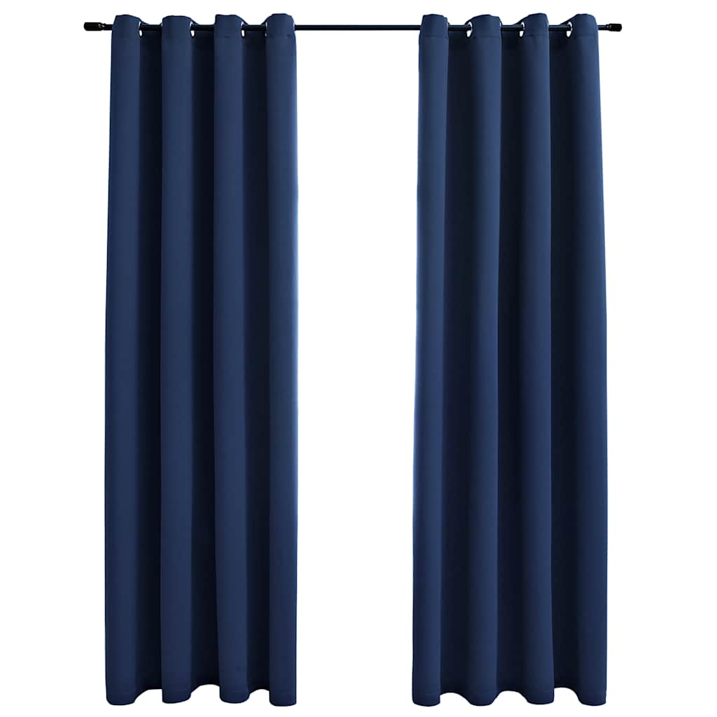 VidaXL Verdunkelungsvorhang mit Metallringen, 2 Stück, 140 x 225 cm, Blau