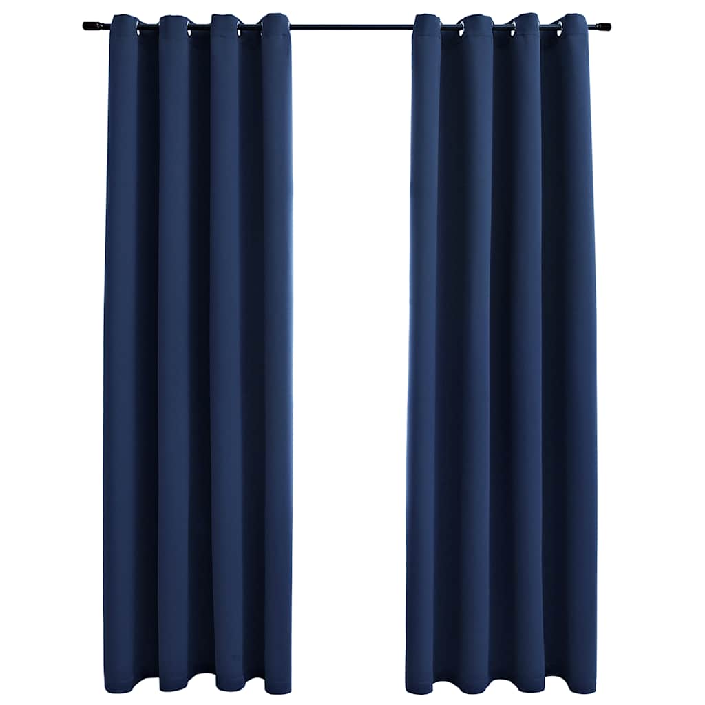 VidaXL Verdunkelungsvorhang mit Metallringen, 2 Stück, 140 x 245 cm, Blau