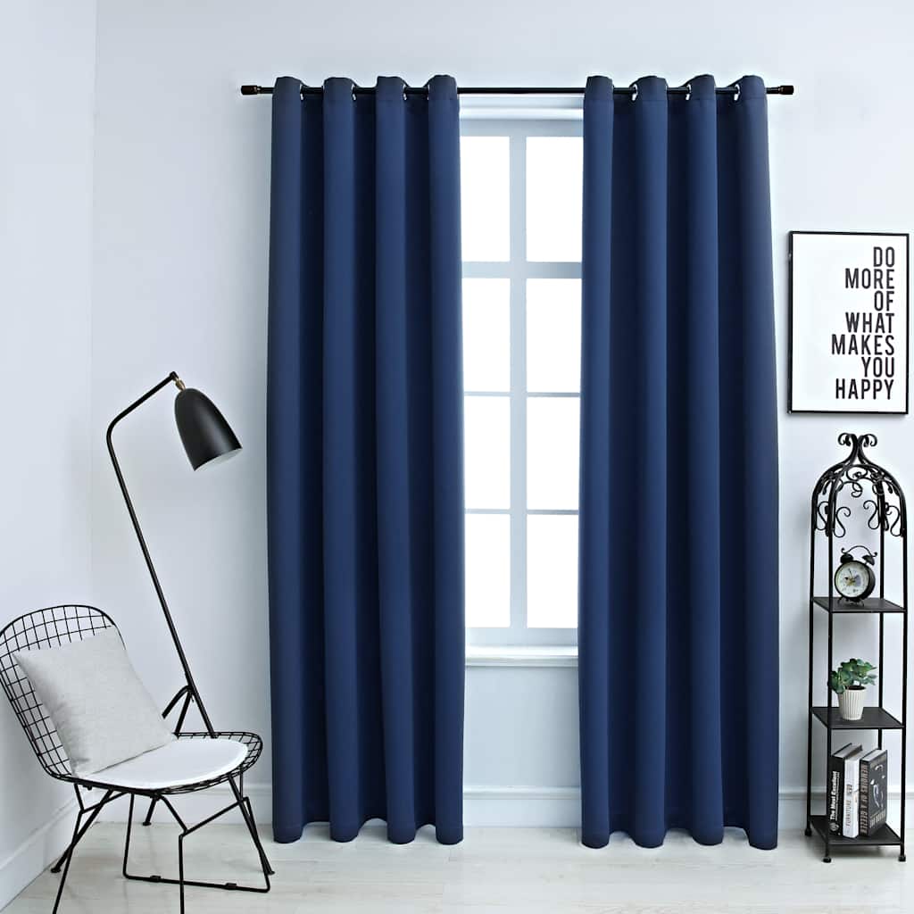 VidaXL Verdunkelungsvorhang mit Metallringen, 2 Stück, 140 x 245 cm, Blau