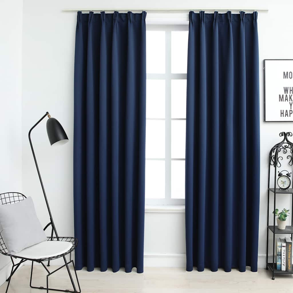 VidaXL Verdunkelungsvorhänge mit Haken, 2 Stück, 140 x 245 cm, Blau