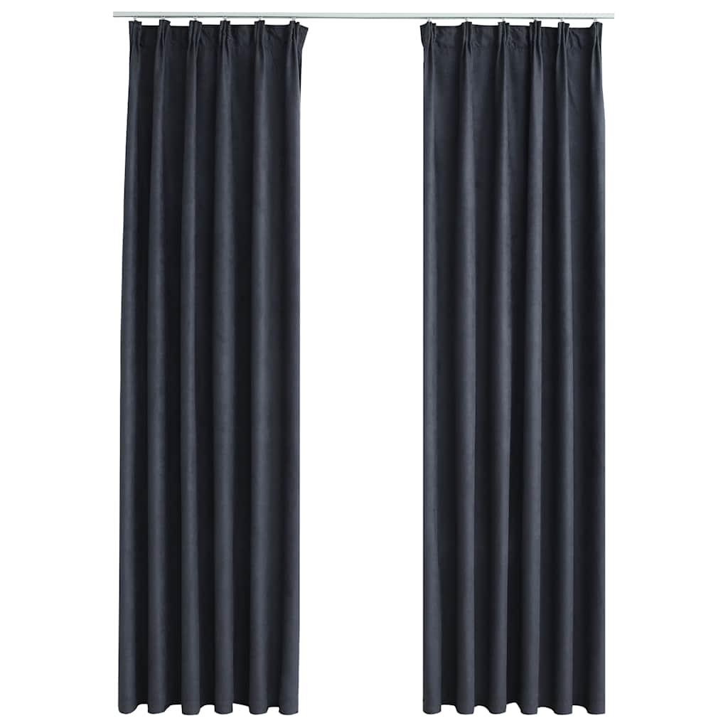 VidaXL Verdunkelungsvorhänge mit Haken, 2 Stück, 140 x 245 cm, Anthrazit