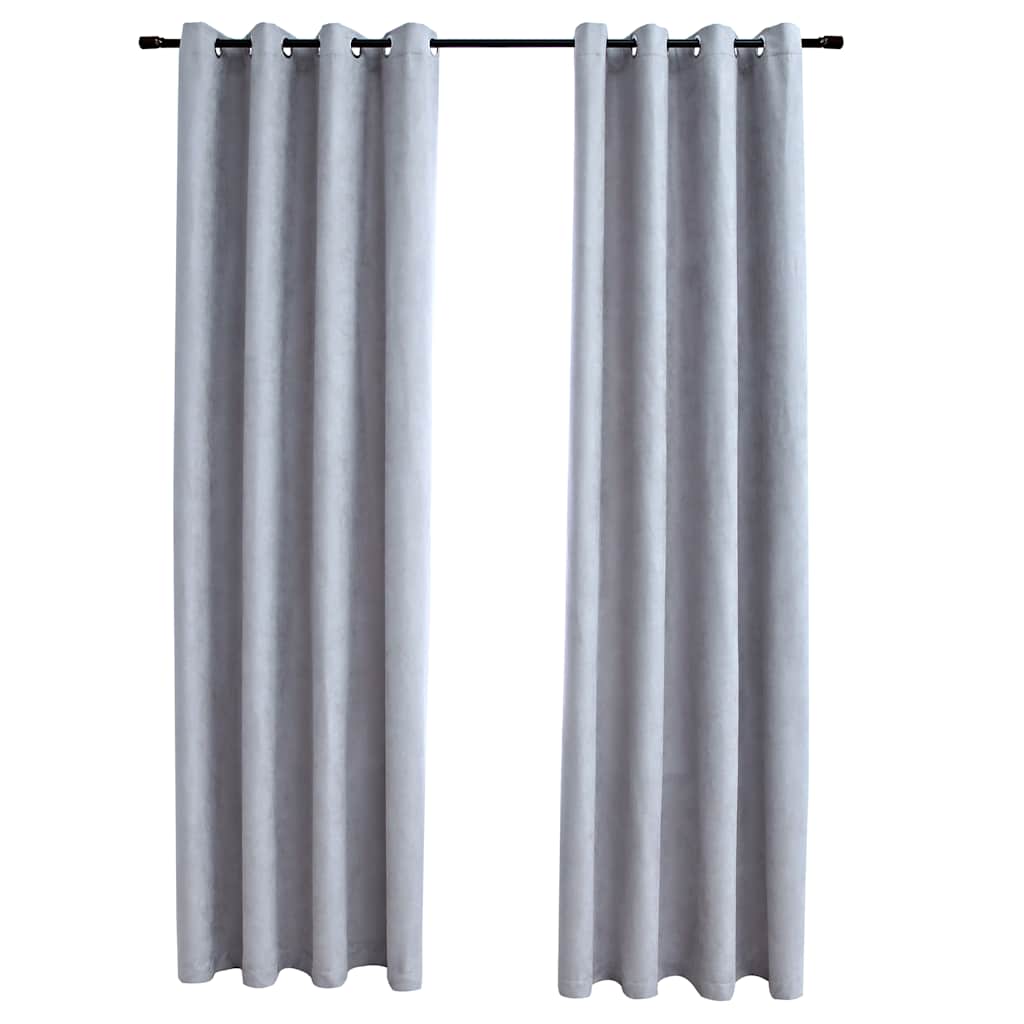 VidaXL Verdunkelungsvorhang mit Metallringen, 2 Stück, 140 x 175 cm, Grau