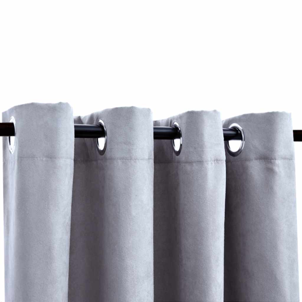 VidaXL Verdunkelungsvorhang mit Metallringen, 2 Stück, 140 x 175 cm, Grau