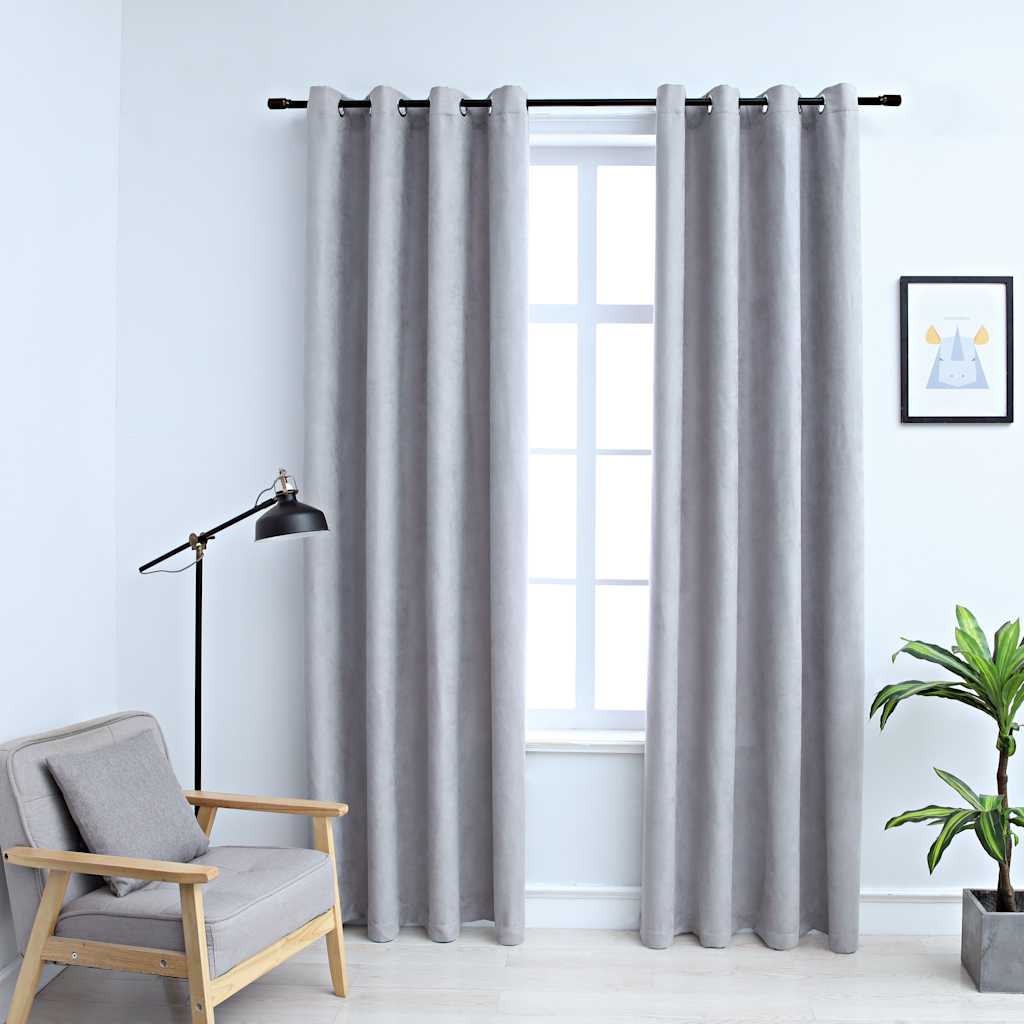 VidaXL Verdunkelungsvorhang mit Metallringen, 2 Stück, 140 x 175 cm, Grau