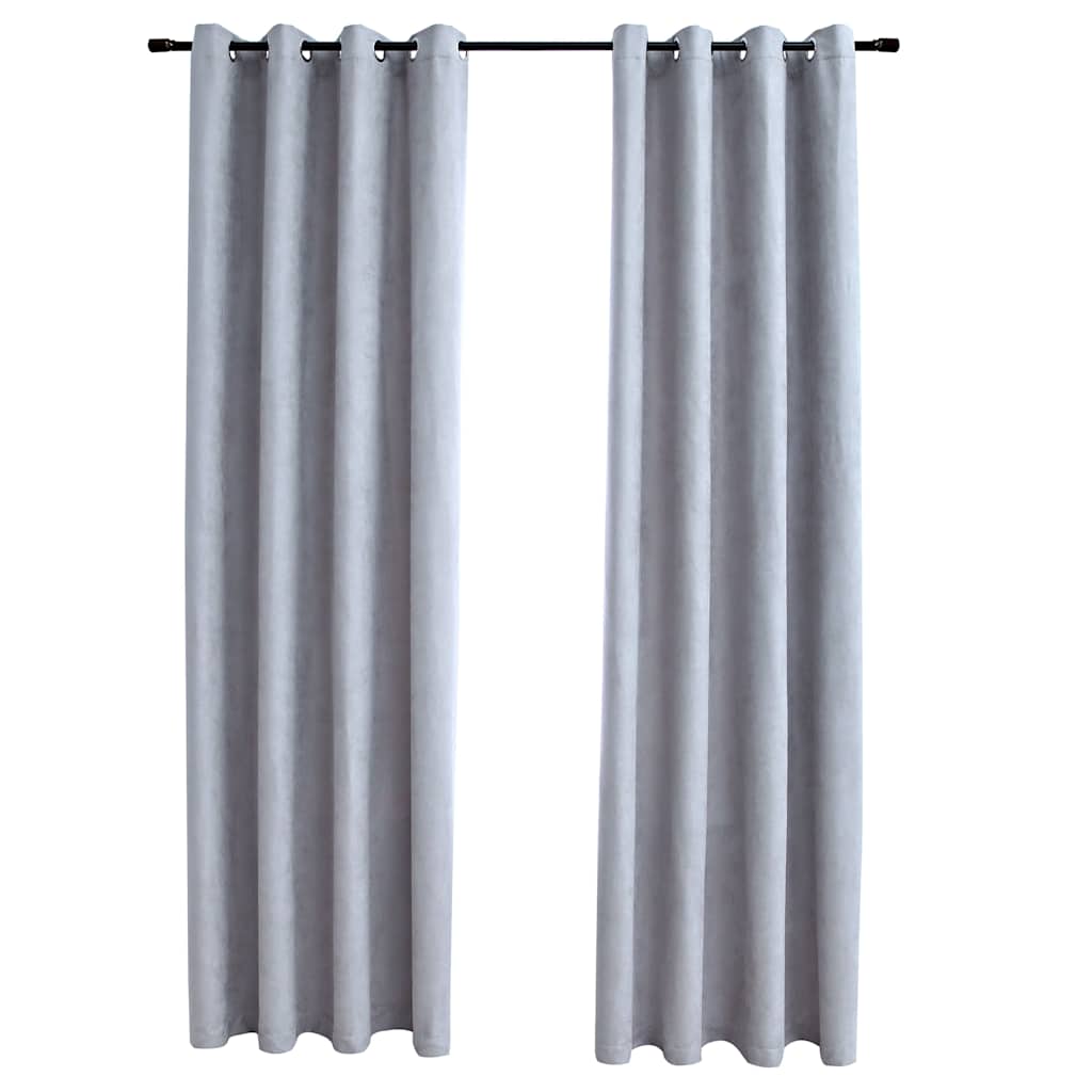 VidaXL Verdunkelungsvorhang mit Metallringen, 2 Stück, 140 x 245 cm, Grau