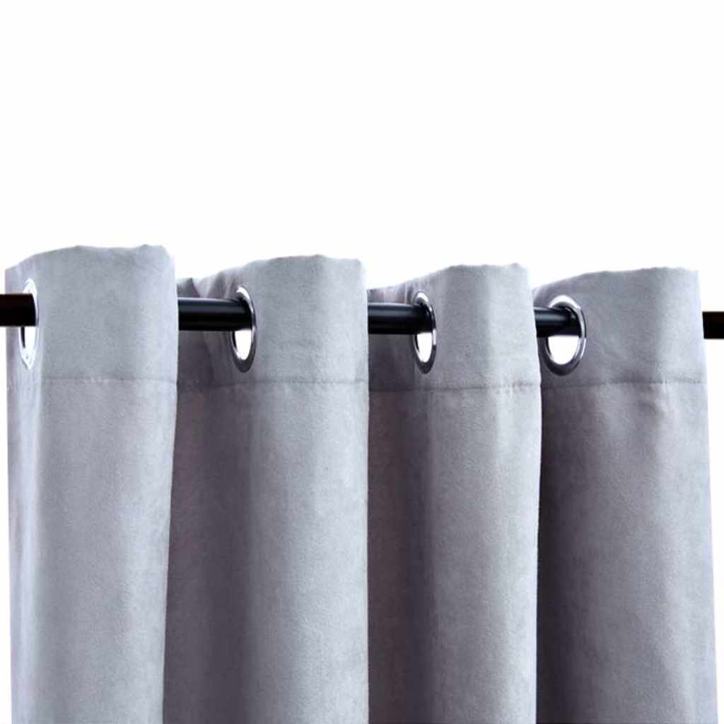 VidaXL Verdunkelungsvorhang mit Metallringen, 2 Stück, 140 x 245 cm, Grau