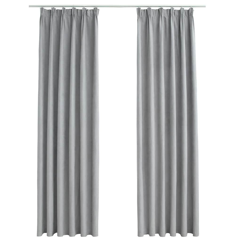VidaXL Verdunkelungsvorhänge mit Haken, 2 Stück, 140 x 175 cm, Grau