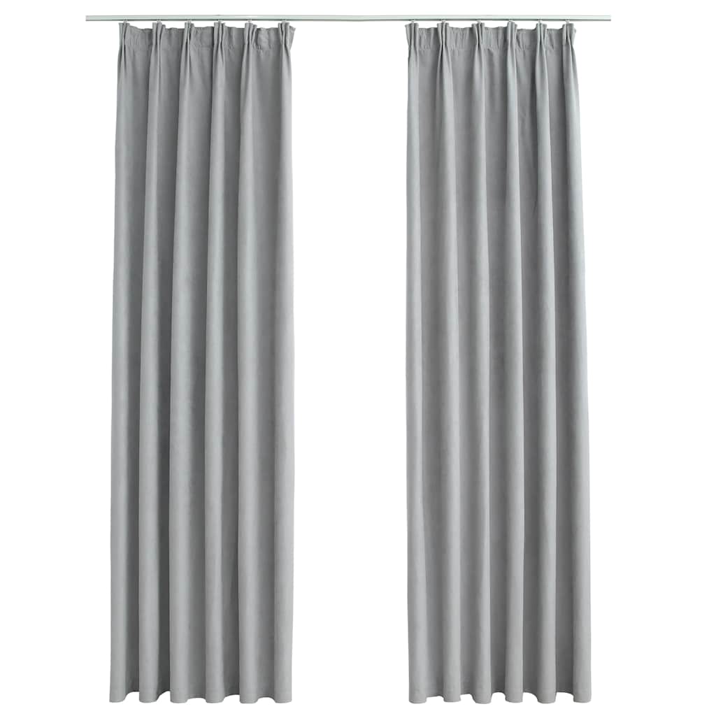 VidaXL Verdunkelungsvorhänge mit Haken, 2 Stück, 140 x 245 cm, Grau