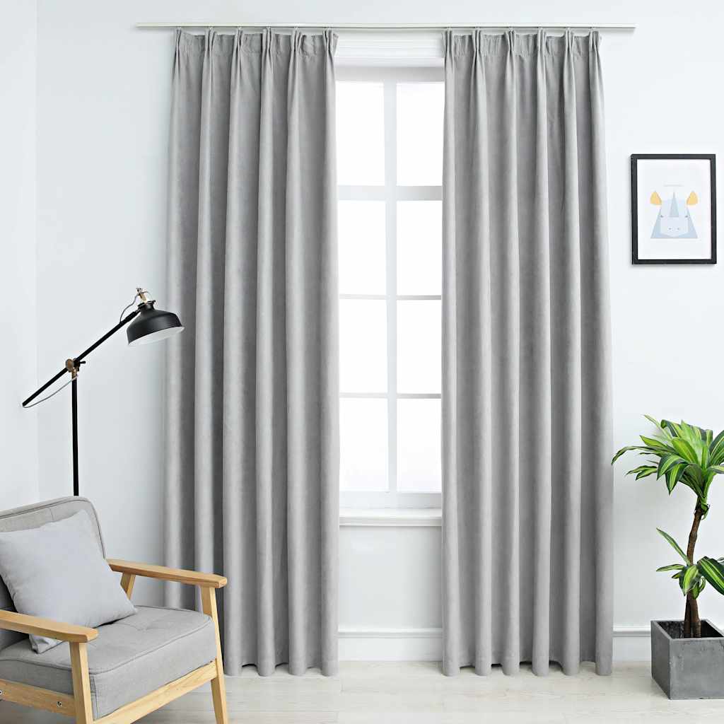 VidaXL Verdunkelungsvorhänge mit Haken, 2 Stück, 140 x 245 cm, Grau