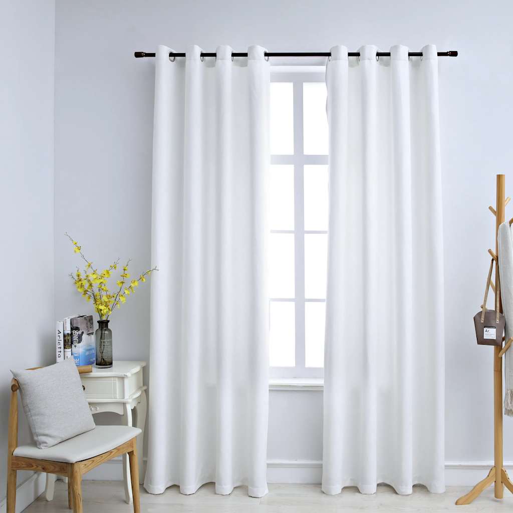 VidaXL Verdunkelungsvorhänge mit Ringen, 2 Stück, 140 x 245 cm, Cremeweiß