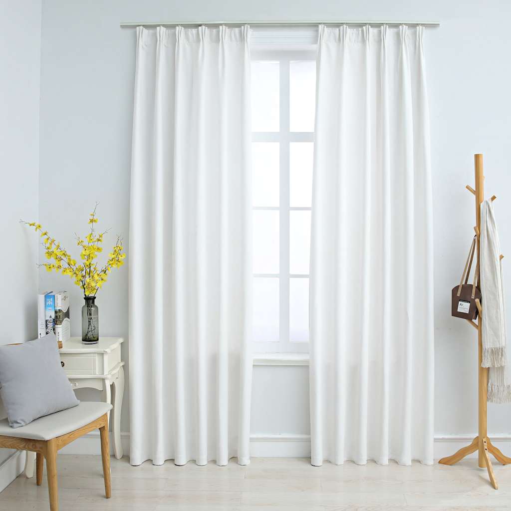 VidaXL Verdunkelungsvorhänge mit Haken, 2 Stück, 140 x 225 cm, Cremeweiß