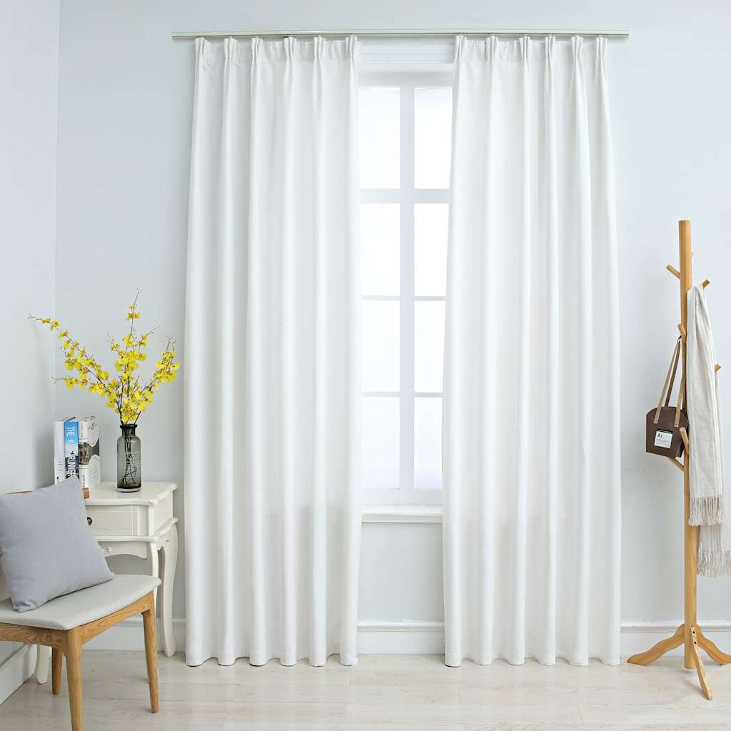 VidaXL Verdunkelungsvorhänge mit Haken, 2 Stück, 140 x 245 cm, Cremeweiß