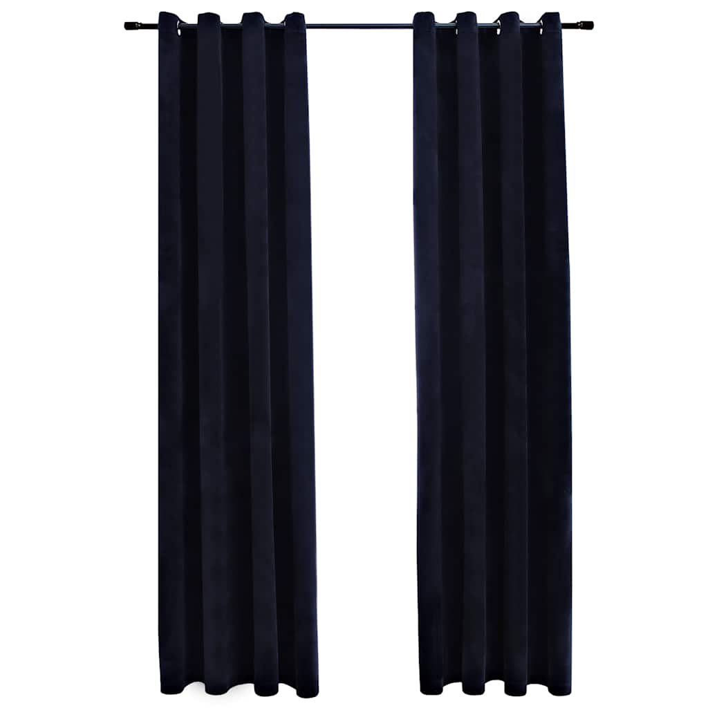 VidaXL Verdunkelungsvorhänge mit Ringen, 2 Stück, 140 x 175 cm, Samt, Schwarz