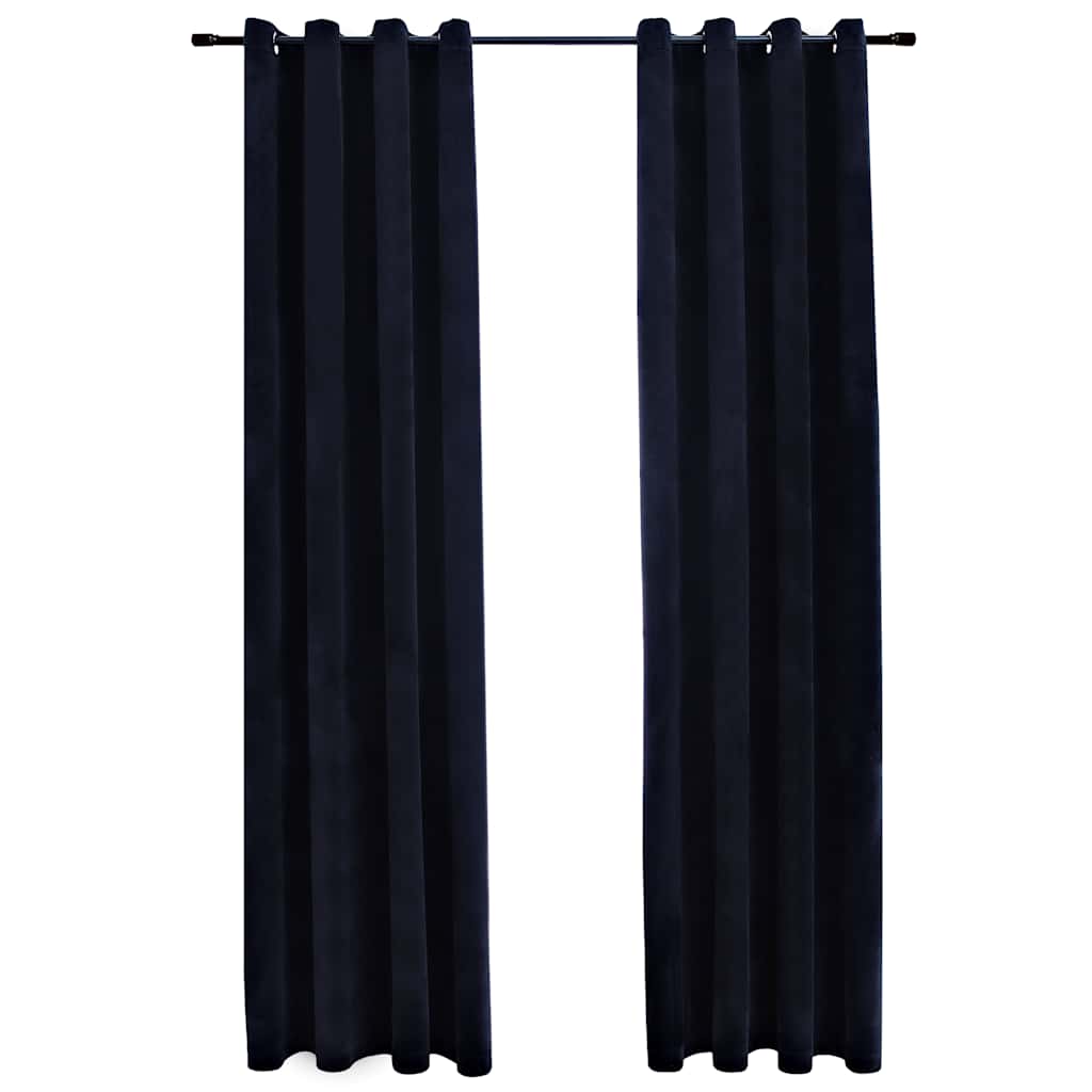 VidaXL Verdunkelungsvorhänge mit Ringen, 2 Stück, 140 x 225 cm, Samt, Schwarz