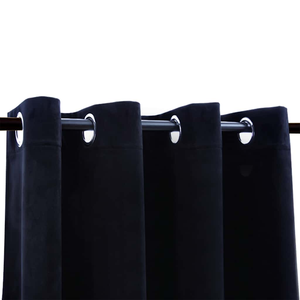 VidaXL Verdunkelungsvorhänge mit Ringen, 2 Stück, 140 x 225 cm, Samt, Schwarz