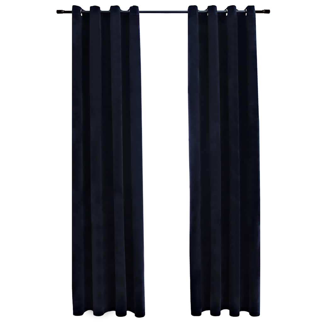 VidaXL Verdunkelungsvorhänge mit Ringen, 2 Stück, 140 x 245 cm, Samt, Schwarz
