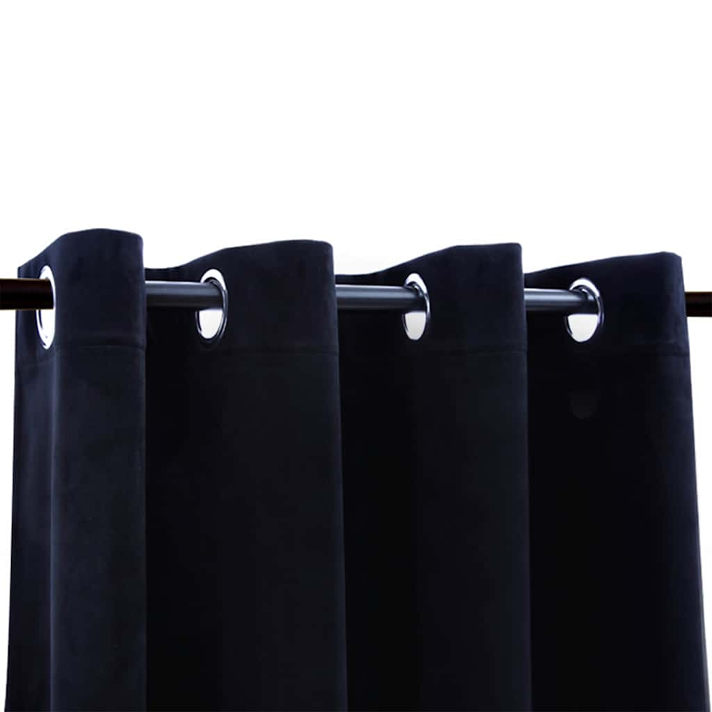 VidaXL Verdunkelungsvorhänge mit Ringen, 2 Stück, 140 x 245 cm, Samt, Schwarz