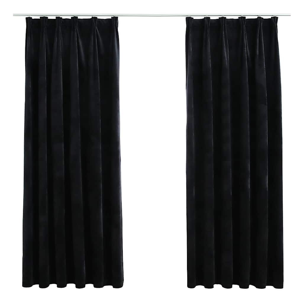 Vidaxl gordijnen verduisterend 2 st met haken 140x175 cm fluweel zwart