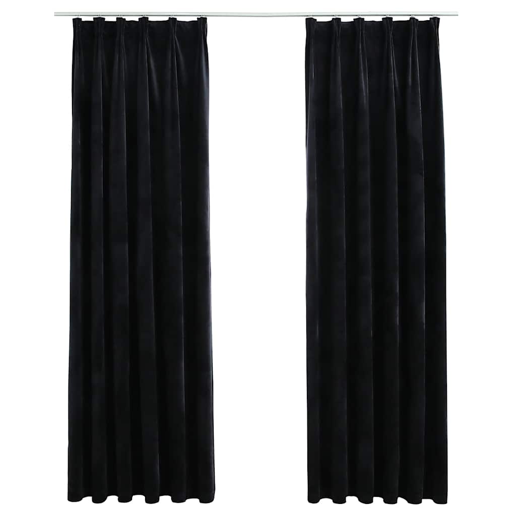 Vidaxl gordijnen verduisterend 2 st met haken 140x225 cm fluweel zwart