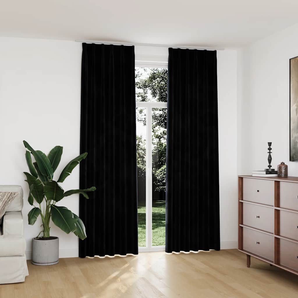 Vidaxl gordijnen verduisterend 2 st met haken 140x245 cm fluweel zwart
