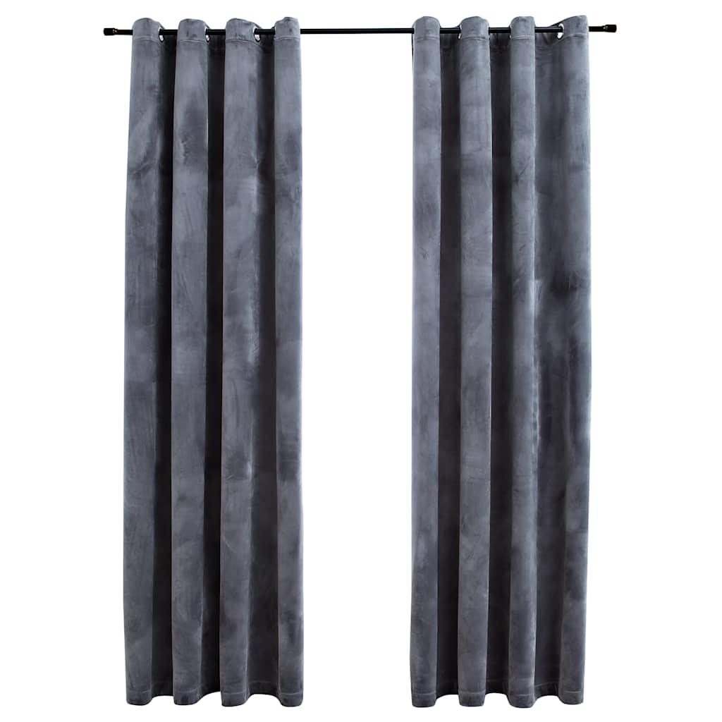 VidaXL Verdunkelungsringe für Gardinen, 2 Stück, 140 x 175 cm, Samt, Anthrazit