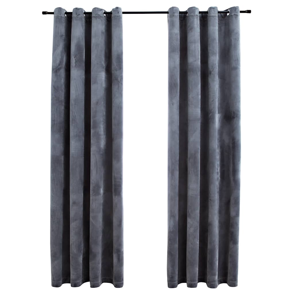 VidaXL Verdunkelungsvorhänge mit Ringen, 2 Stück, 140 x 225 cm, Samtgrau
