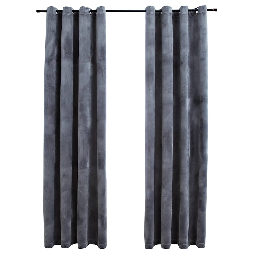 VidaXL Verdunkelungsvorhänge mit Ringen, 2 Stück, 140 x 245 cm, Samt, Schwarz