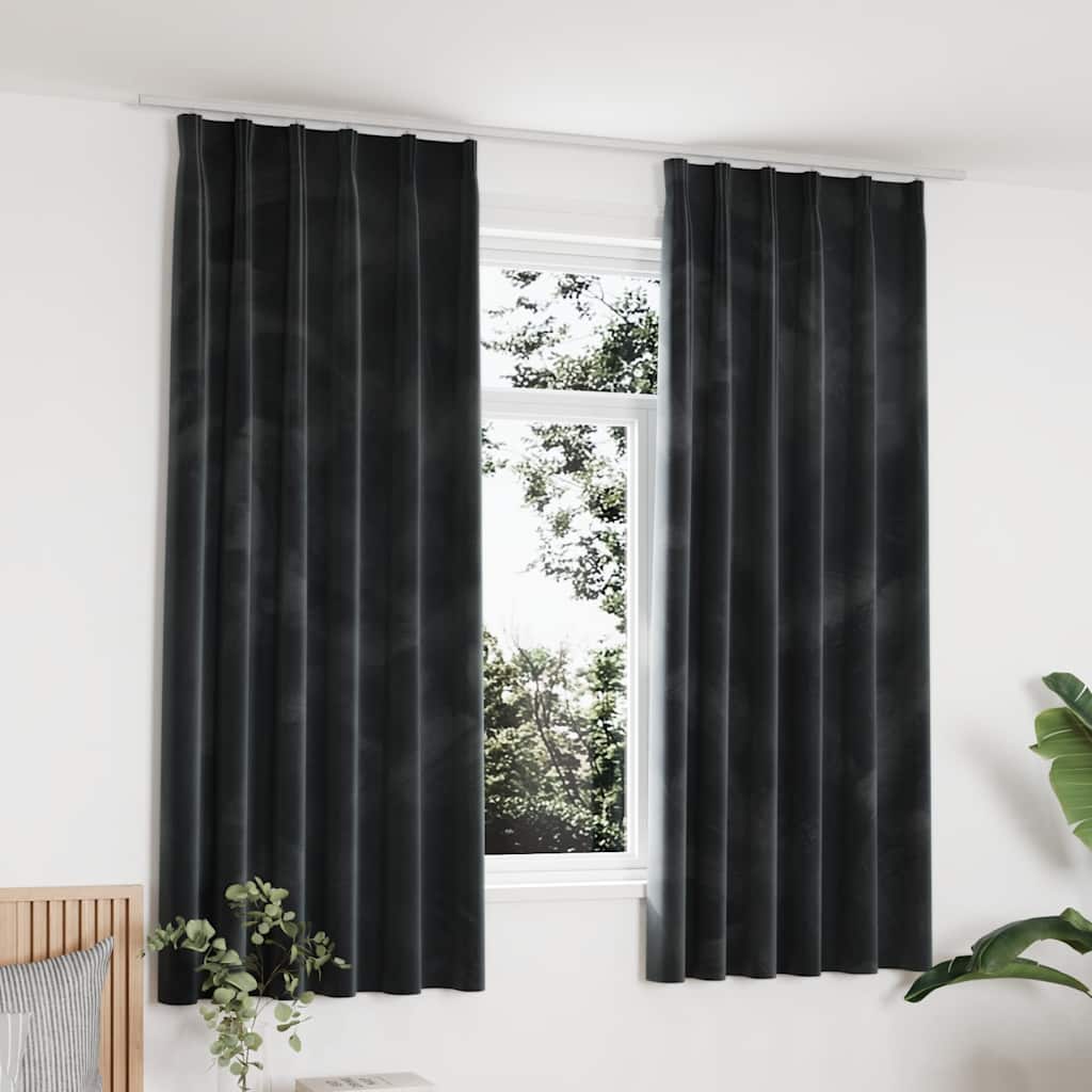 Vidaxl gordijnen verduisterend 2 st met haken 140x175 cm fluweel antraciet