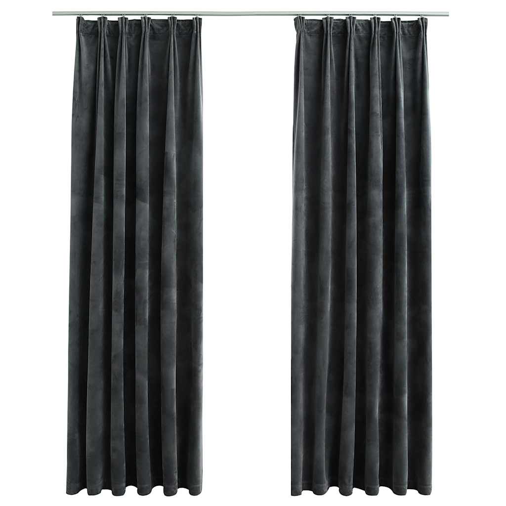 Vidaxl gordijnen verduisterend 2 st met haken 140x225 cm fluweel antraciet