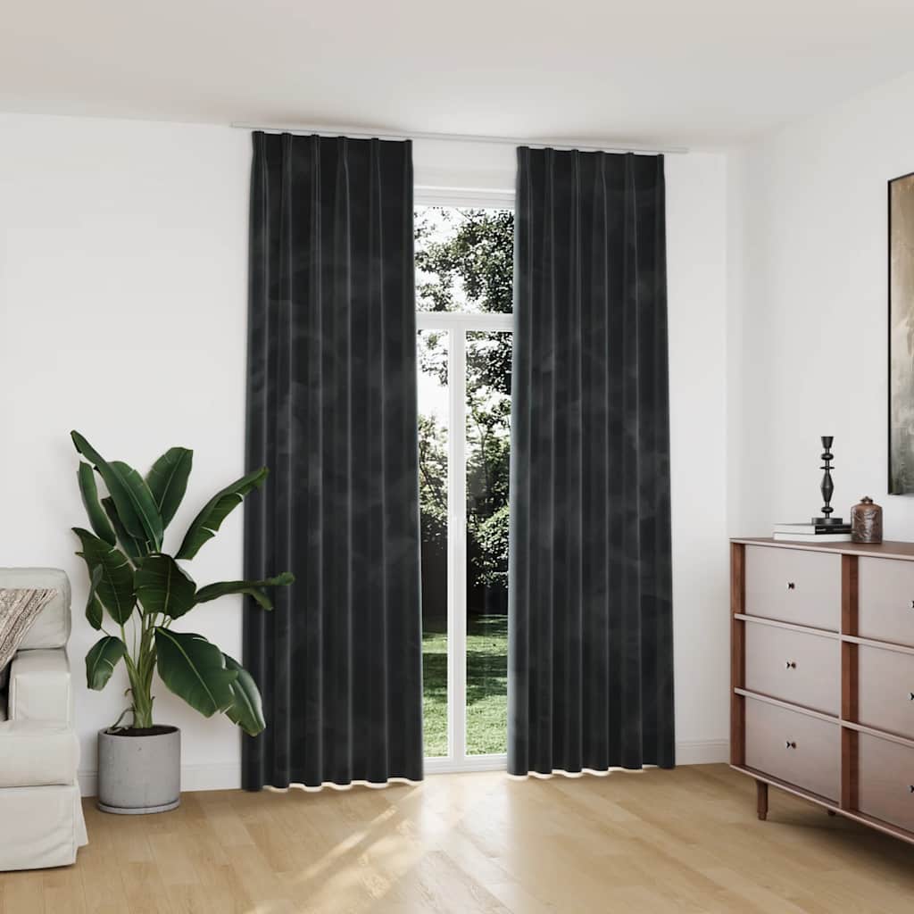 VidaXL Verdunkelungsvorhänge, 2 Stück mit Haken, 140 x 245 cm, Samt, Anthrazit