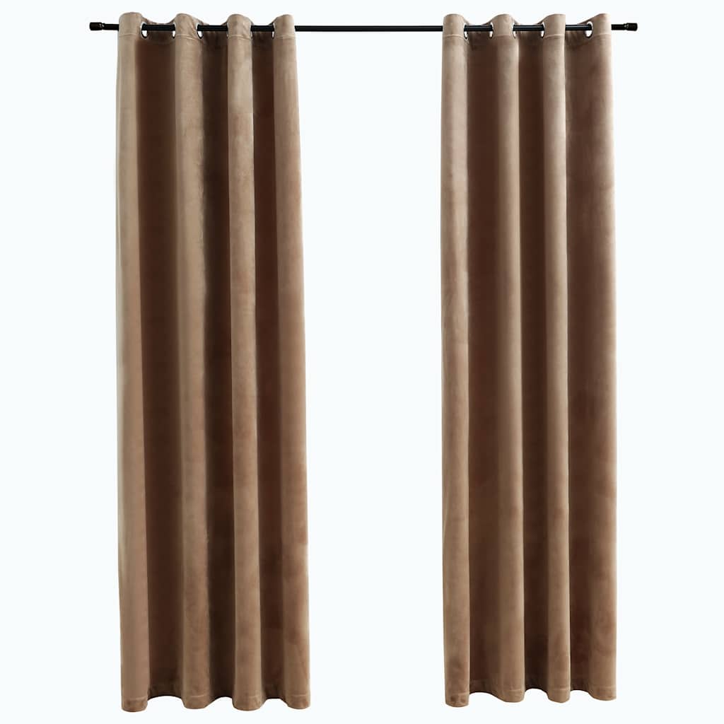 VidaXL Verdunkelungsvorhänge mit Ringen, 2 Stück, 140 x 175 cm, Samt, beige