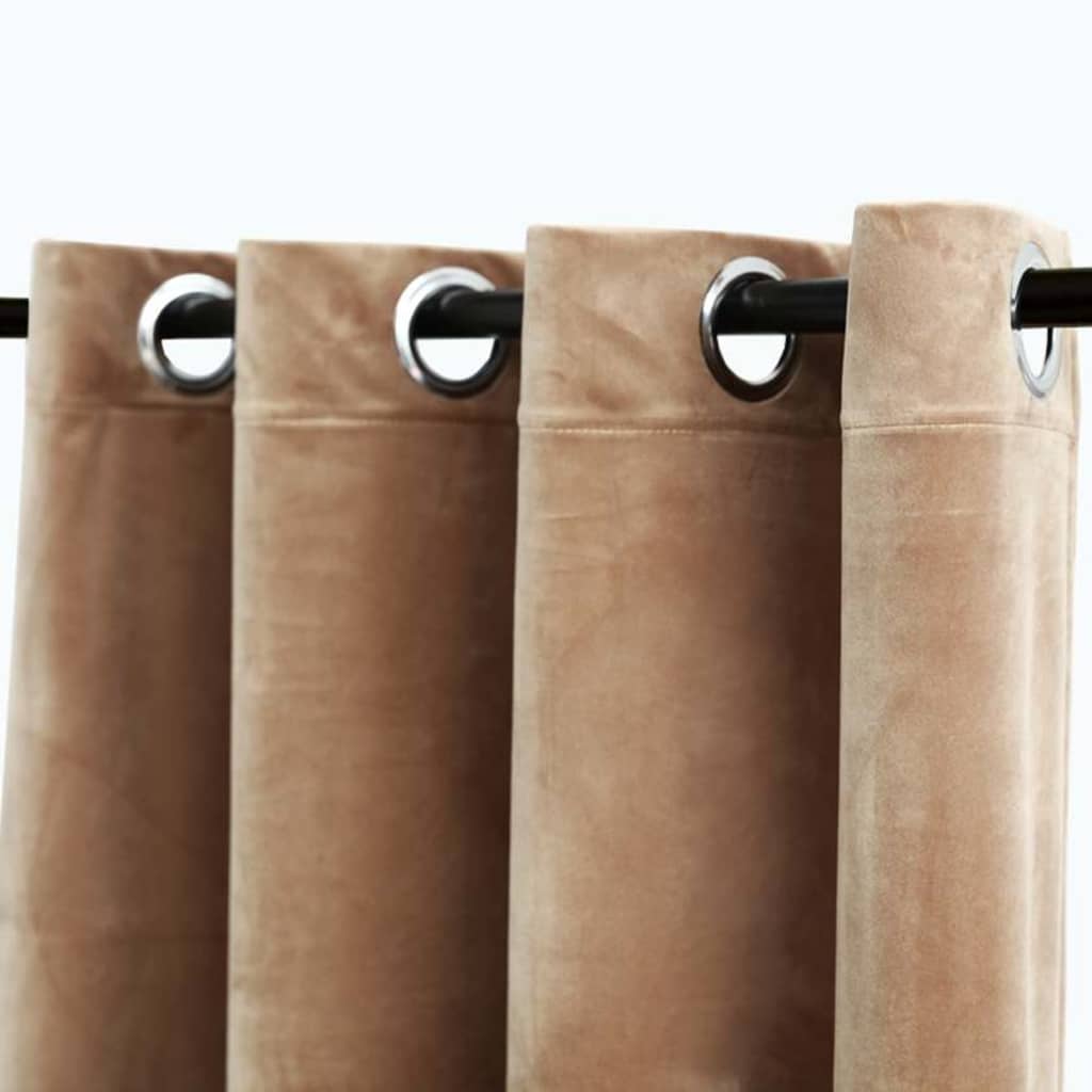 VidaXL Verdunkelungsvorhänge mit Ringen, 2 Stück, 140 x 175 cm, Samt, beige