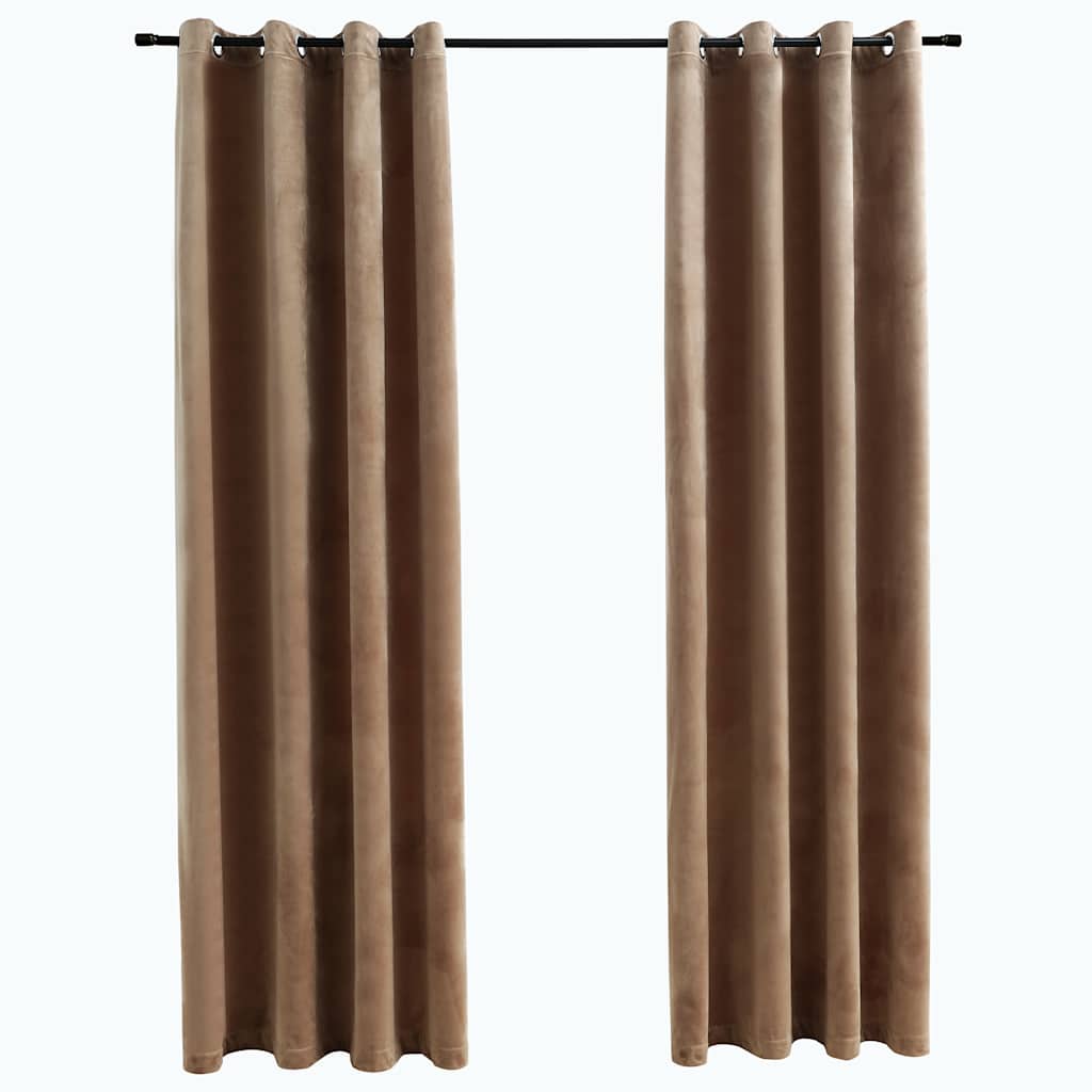 VidaXL Verdunkelungsvorhänge mit Ringen, 2 Stück, 140 x 245 cm, Samt, beige
