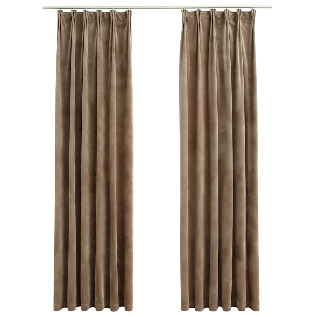 VidaXL Verdunkelungsvorhänge, 2 Stück mit Haken, 140 x 245 cm, Samt, beige