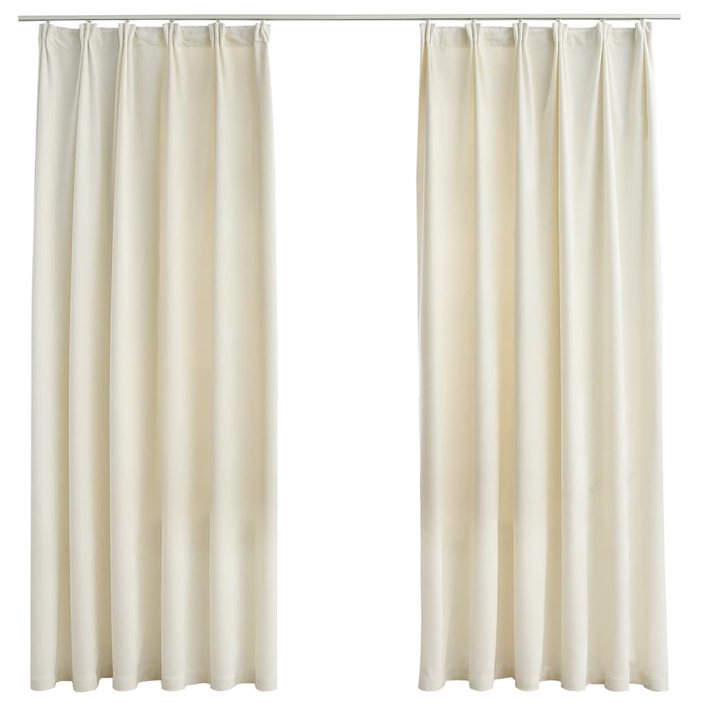 Vidaxl gordijnen verduisterend 2 st met haken 140x175 cm fluweel crème