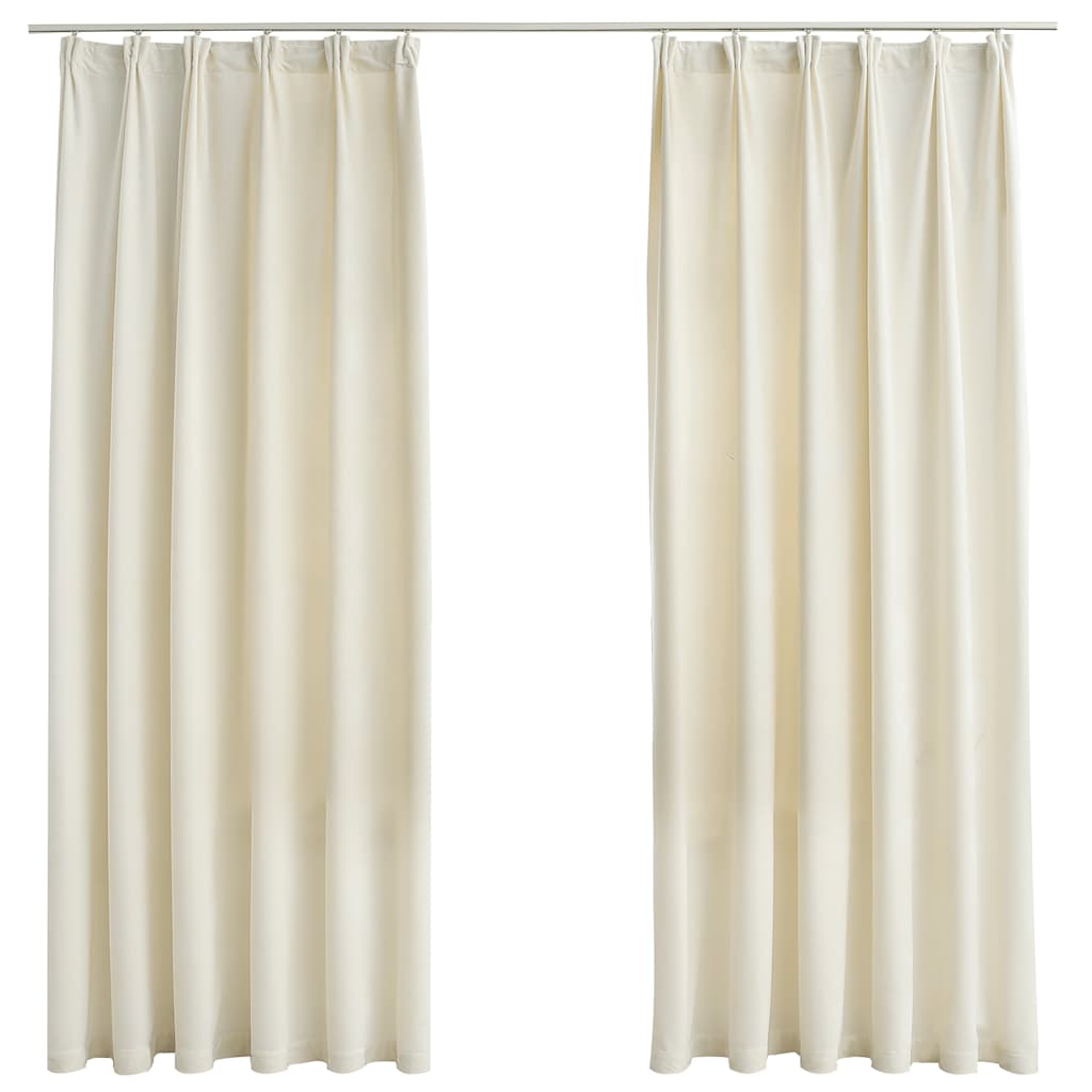 Vidaxl gordijnen verduisterend 2 st met haken 140x175 cm fluweel crème