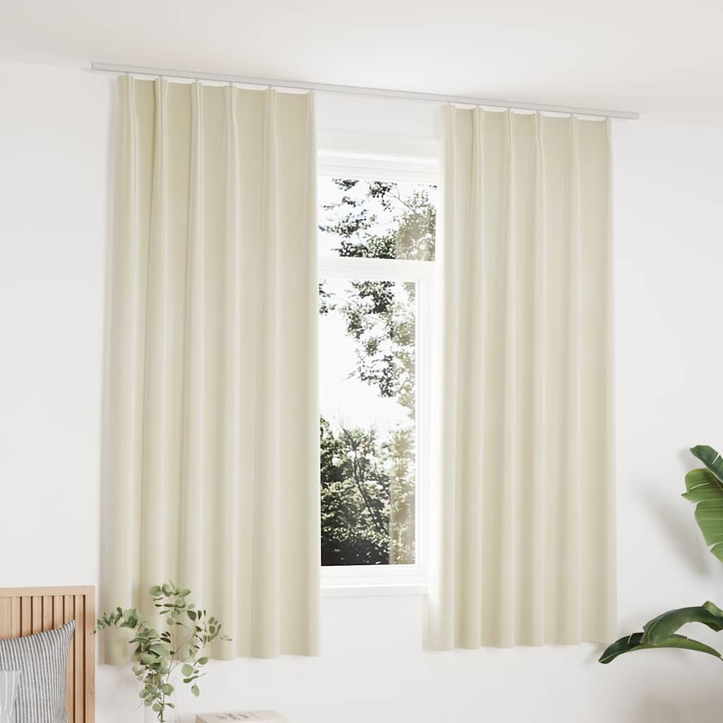 Vidaxl gordijnen verduisterend 2 st met haken 140x175 cm fluweel crème