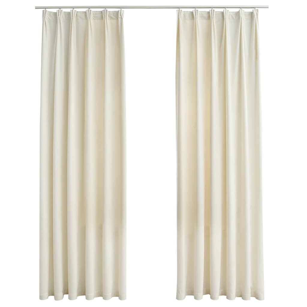 VidaXL Verdunkelungsvorhänge, 2 Stück mit Haken, 140 x 225 cm, Samt, Creme