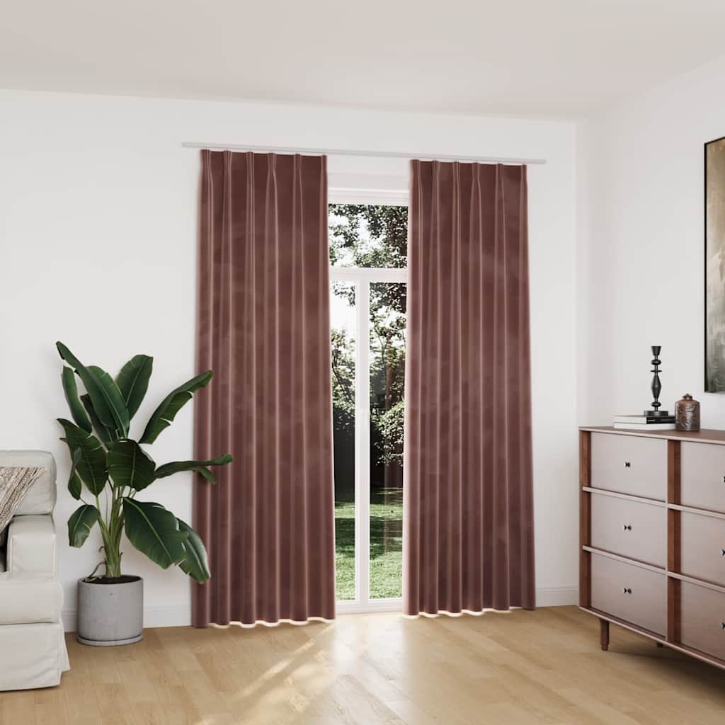 Vidaxl gordijnen verduisterend 2 st met haken 140x225 cm fluweel roze