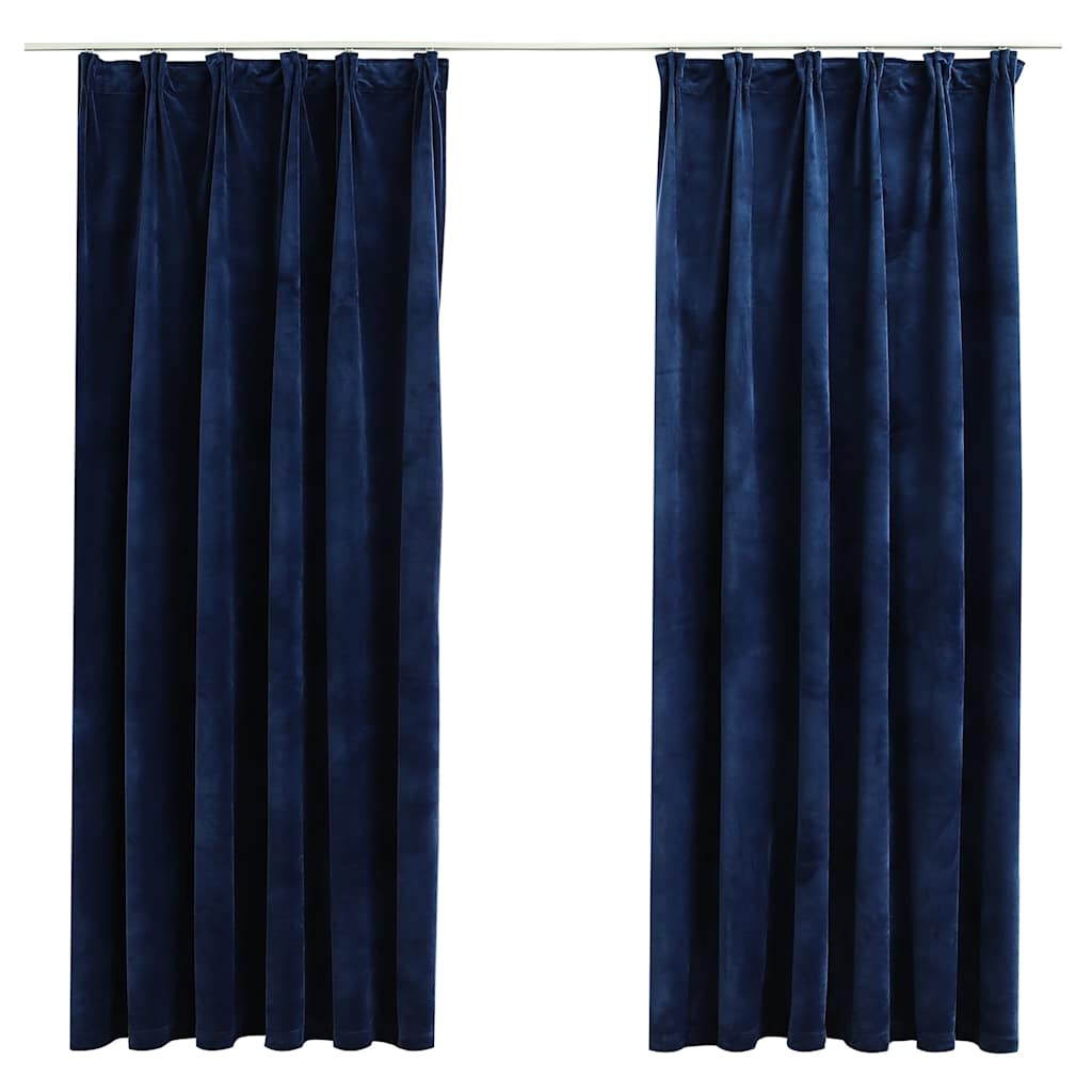 Vidaxl gordijnen verduisterend 2 st met haken 140x175 cm fluweel blauw