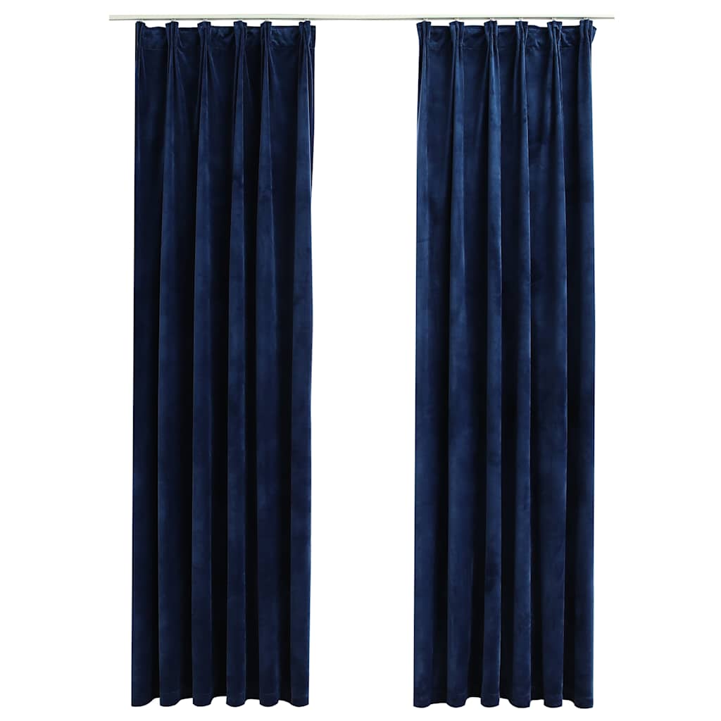 VidaXL Verdunkelungsvorhänge, 2 Stück mit Haken, 140 x 245 cm, Samtblau