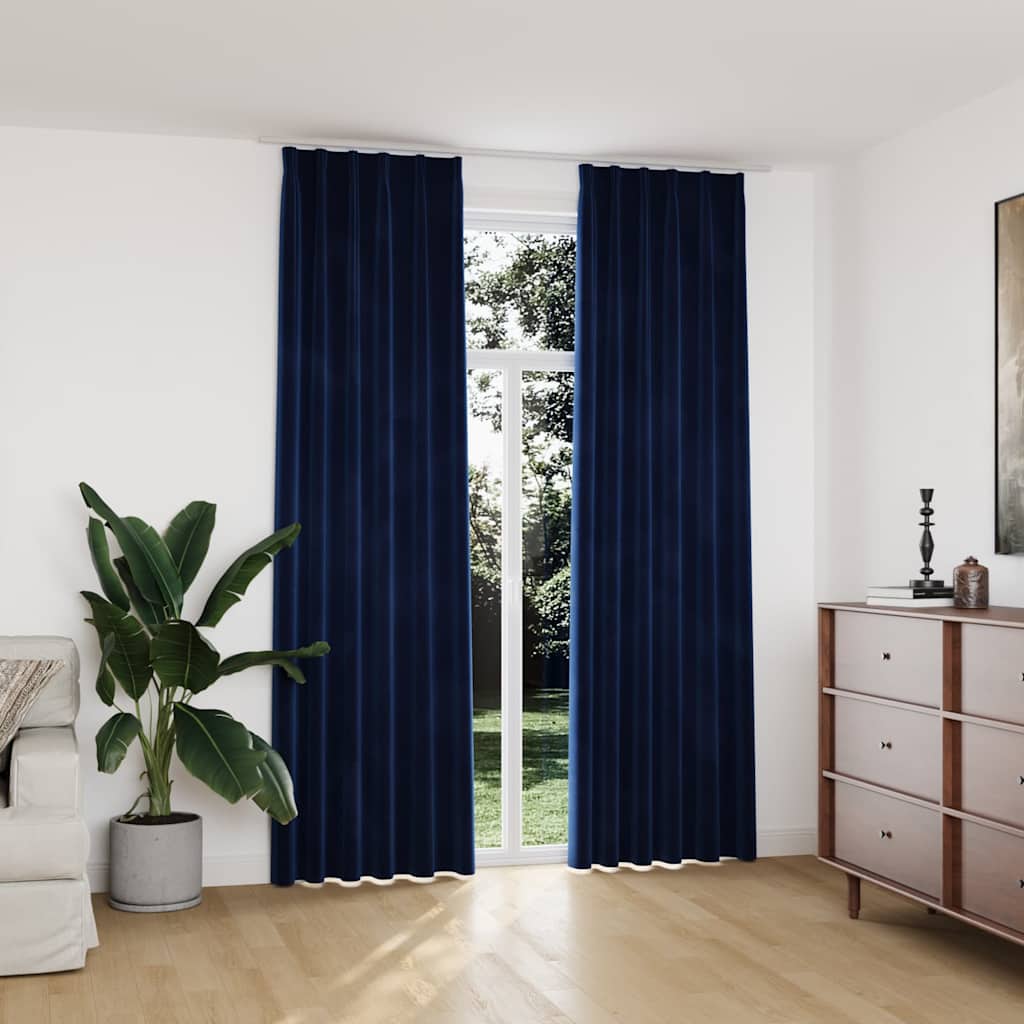 Vidaxl gordijnen verduisterend 2 st met haken 140x245 cm fluweel blauw