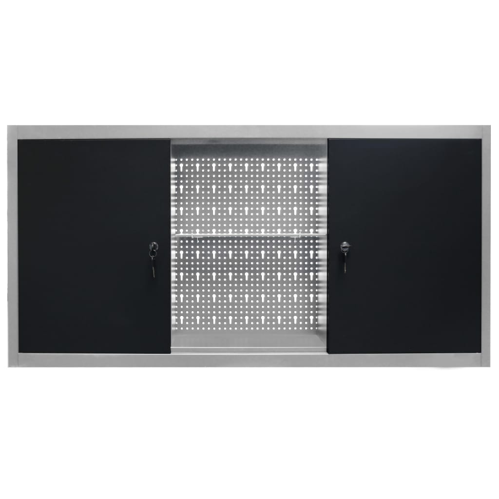 Vidaxl -Werkzeugschrank für die Wand, Metallgrau und Schwarz