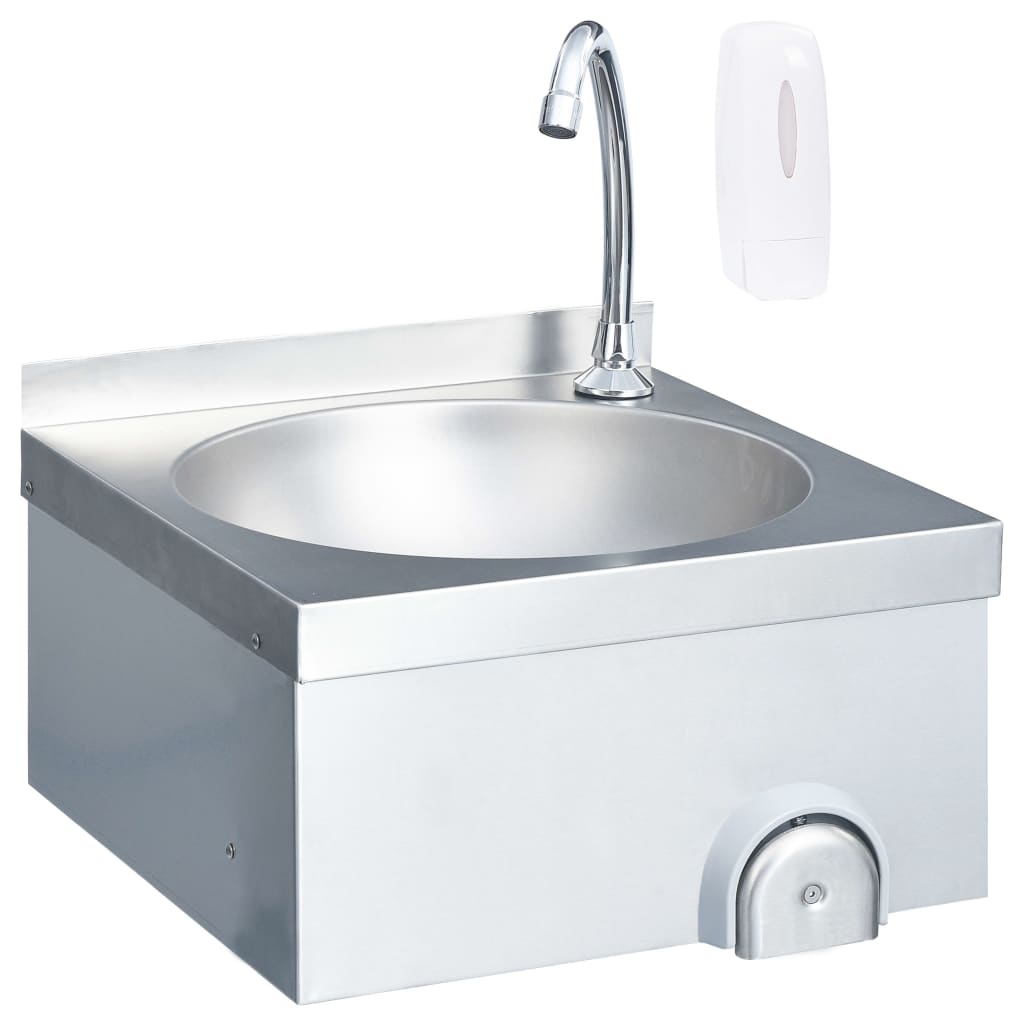 VIDAXL -Waschbecken mit Wasserhahn- und Seifspender aus Edelstahl