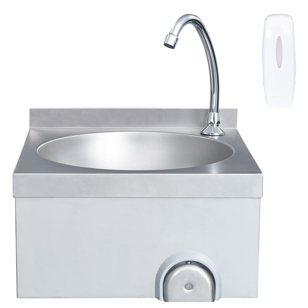 VIDAXL -Waschbecken mit Wasserhahn- und Seifspender aus Edelstahl