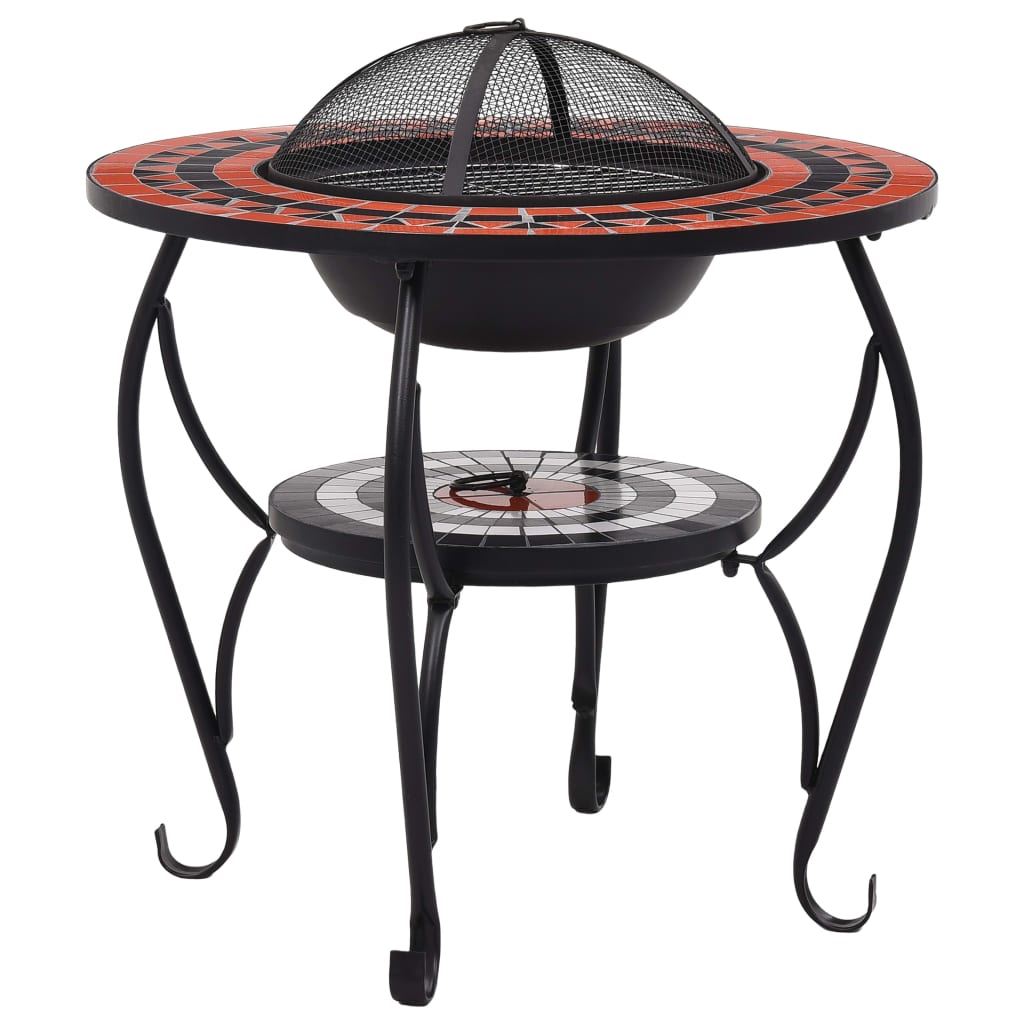 VIDAXL FIRE TABELLE MOSAIC 68 cm Keramik Terrakotta - geliert und weiß