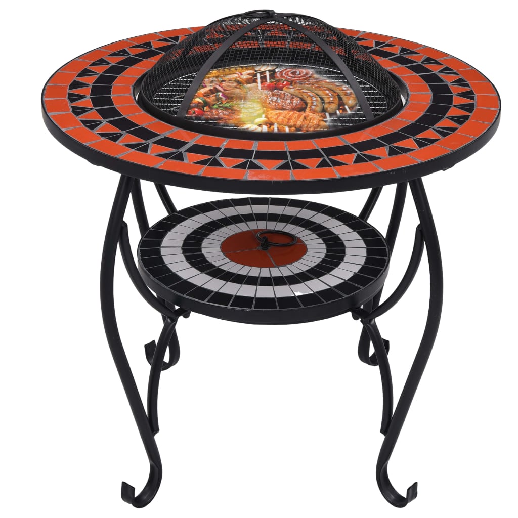 VIDAXL FIRE TABELLE MOSAIC 68 cm Keramik Terrakotta - geliert und weiß